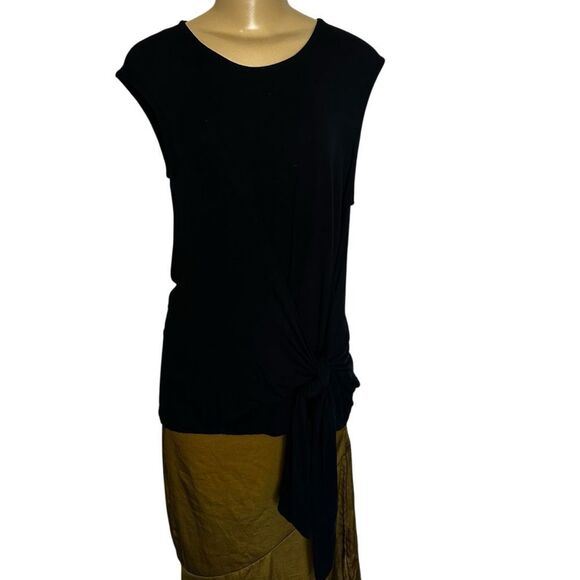 NWT ANTHROPOLOGIE Vanessa Virginia Black Tie-Front Tunic Tee Size small NEW - Picture 2 of 5